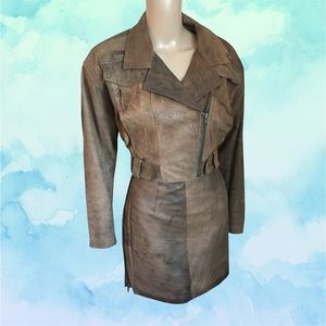 Vintage leather jacket + skirt set